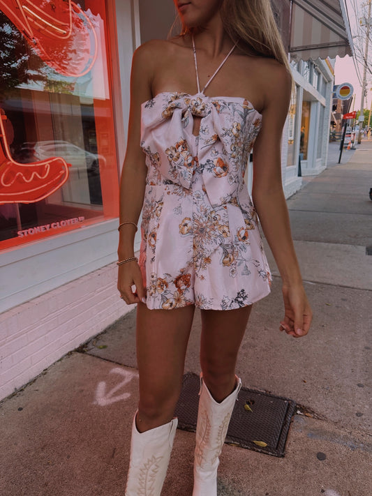 Loves A Bow Romper-White