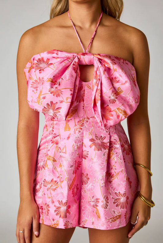 Loves a Bow Romper-Pink