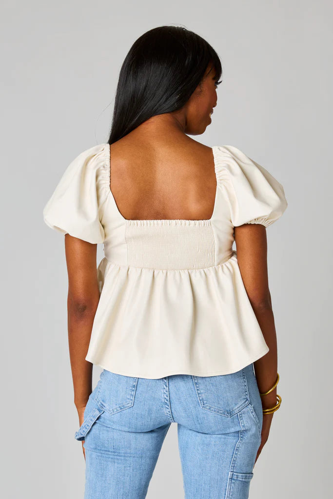 Houston Puff Sleeve Top- White