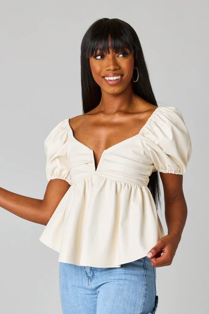 Houston Puff Sleeve Top- White