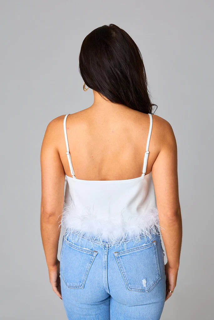 Seraphina Feather Tank Top- White